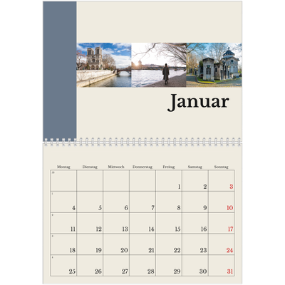 Fotokalender A4 doppelt (30 x 40 cm) — Sehenswürdigkeiten der Welt [Januar]
