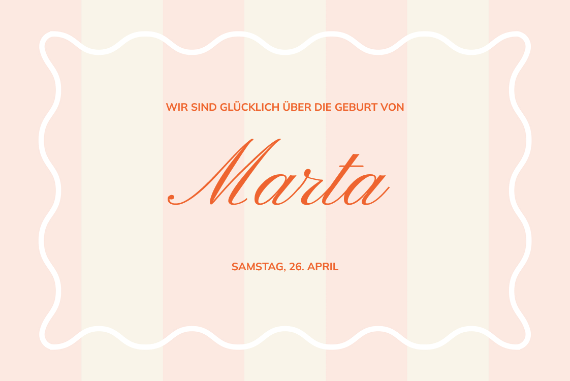 Einladungskarten — Stempel und Streifen Rosa