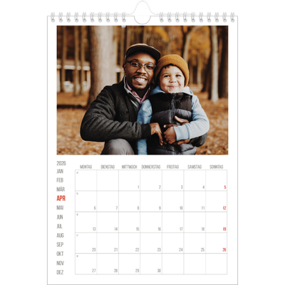 Fotokalender A4 (20 x 30 cm) — Rote Highlights [April]