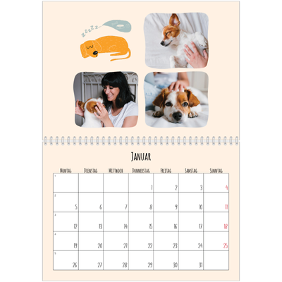 Fotokalender A4 doppelt (30 x 40 cm) — Hunde und Kritzeleien [Januar]