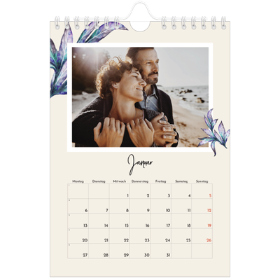 Fotokalender A5 — Gemalte Blumen [Januar]
