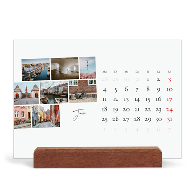 Tischkalender mit Holzfuß Querformat  — Städtereise [Januar]