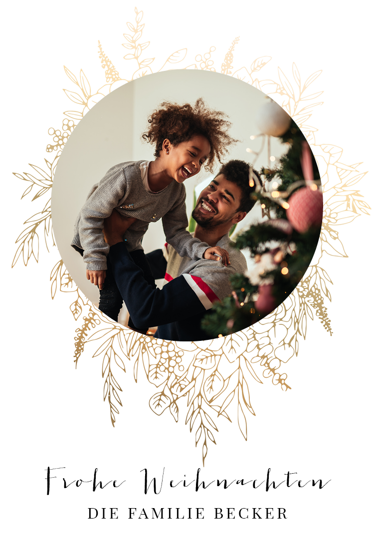 Fotokarten — Goldene Blumenverzierung