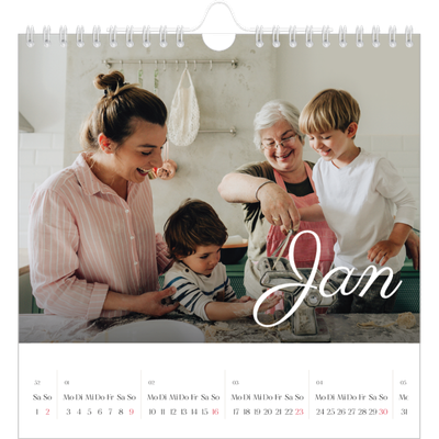 Jahreskalender Quadratisch — Handgeschriebener Monat [Januar]