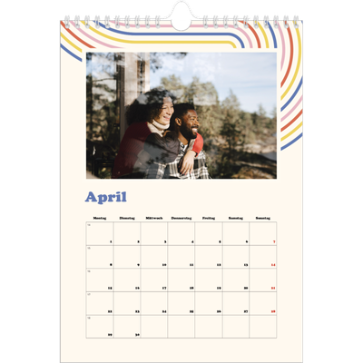 Fotokalender A4 (20 x 30 cm) — Retro-Streifen [April]