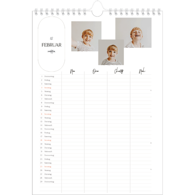 A4 Familienplaner — Große Pläne - 4-köpfige Familie [Februar]