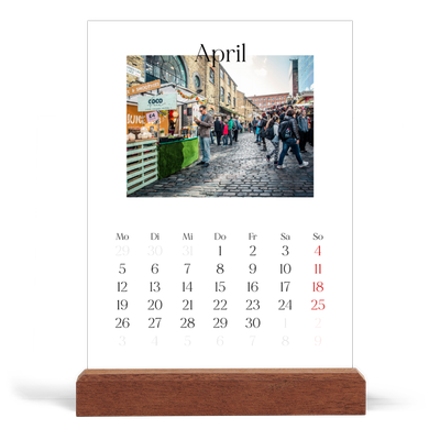 Tischkalender mit Holzfuß Hochformat  — Mein Reisebericht [April]