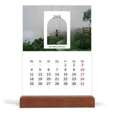 Tischkalender mit Holzfuß Hochformat  — Der offene Bogen [Januar]