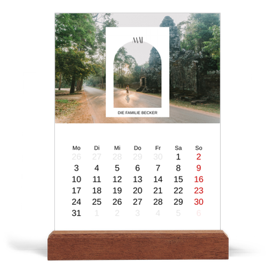 Tischkalender mit Holzfuß Hochformat  — Der offene Bogen [deckblatt]