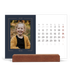 Tischkalender mit Holzfuß Querformat  — Preußisch Blau [deckblatt]