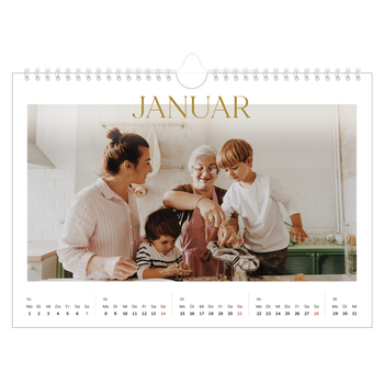 Fotokalender A4 — Großer goldener Text
