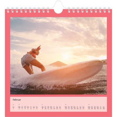 Jahreskalender Quadratisch — Farbenfroher Hintergrund [Februar]