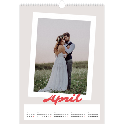 A3 Jahreskalender — Karminrote Signatur [April]