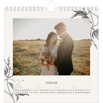 Jahreskalender Quadratisch — Tinte und Efeu [Januar]