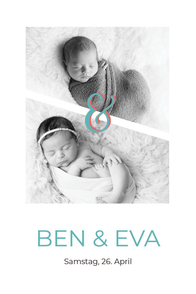 Einladungskarten — Zwillinge - modern