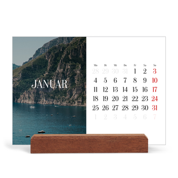 Tischkalender mit Holzfuß Querformat — Endloses Entfliehen