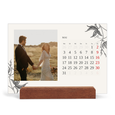 Tischkalender mit Holzfuß Querformat  — Tinte und Efeu [deckblatt]
