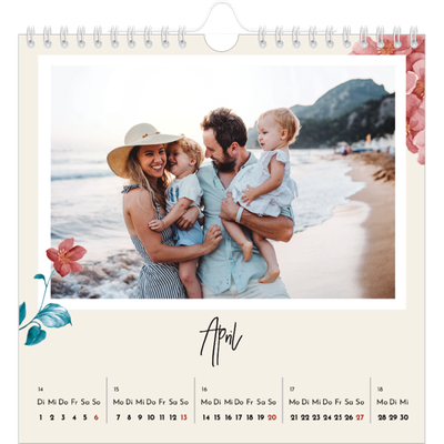 Jahreskalender Quadratisch — Gemalte Blumen [April]