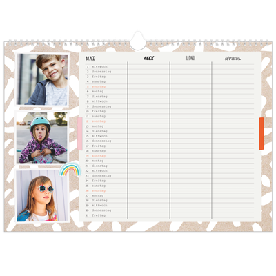 Family Planners A3 Landscape — Rustikaler Planer - 3-köpfige Familie [deckblatt]