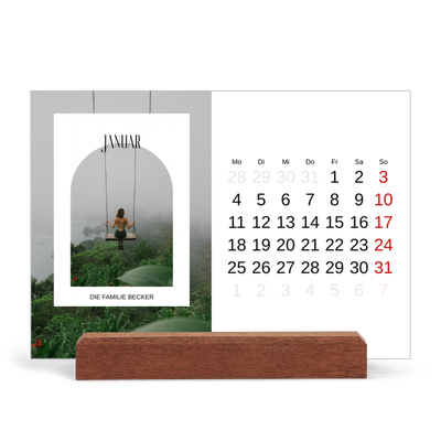 Tischkalender mit Holzfuß Querformat  — Der offene Bogen [Januar]
